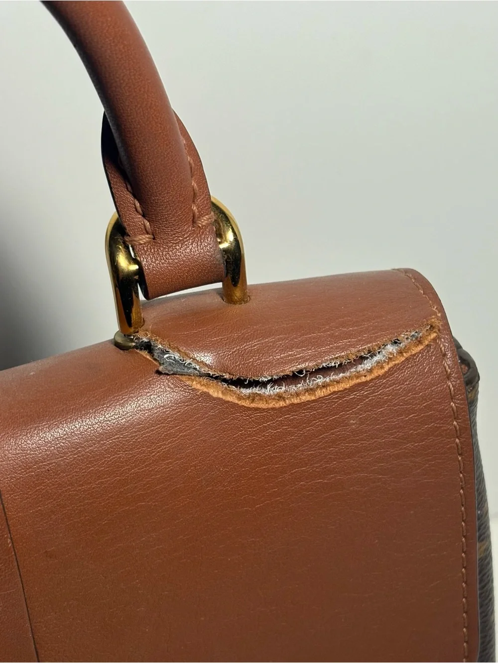 AUTHENTIC Louis Vuitton Brown Monogram Locky BB & Tan Top-Handle Satchel